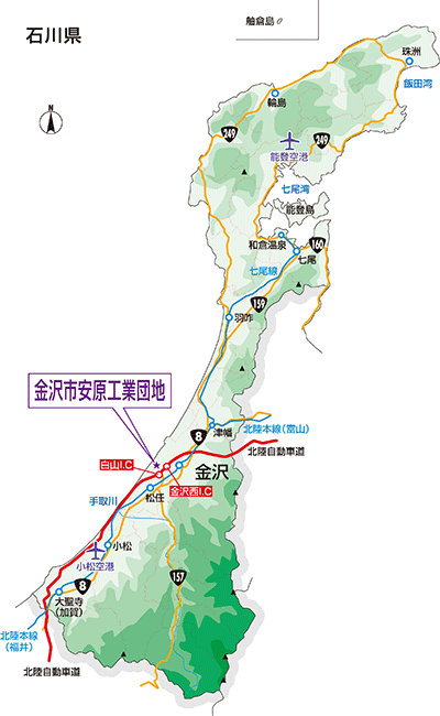 石川県広域地図 地図 安原工業団地協同組合